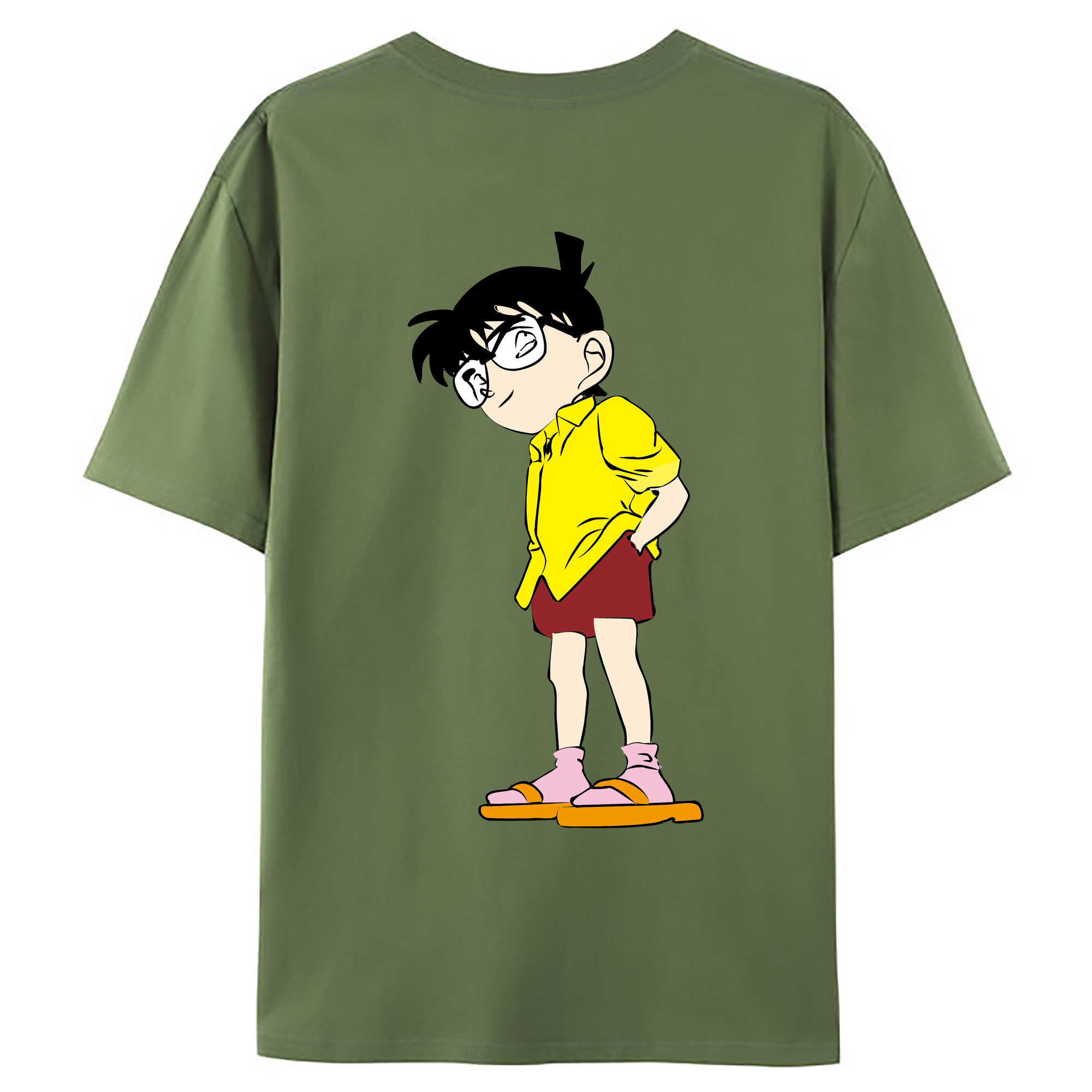 （画像用） 名探偵コナン 江戸川 コナン Detective Conan Conan Edogawa 綿100％ メンズ半袖Tシャツ（バックプリント） 通気性